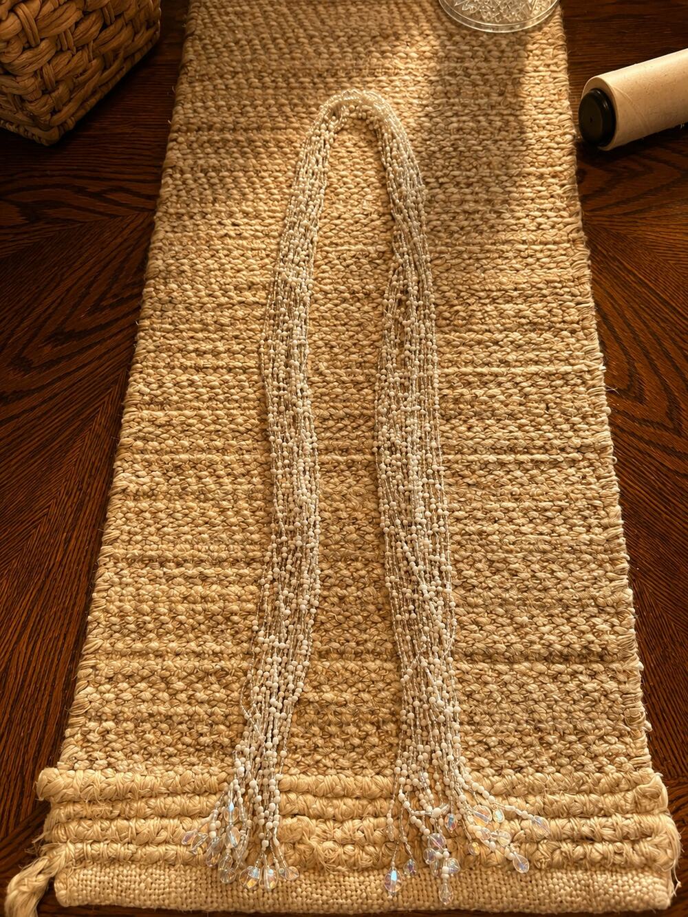Joan Rivers Multi Strand Long Seed Bead White Necklace